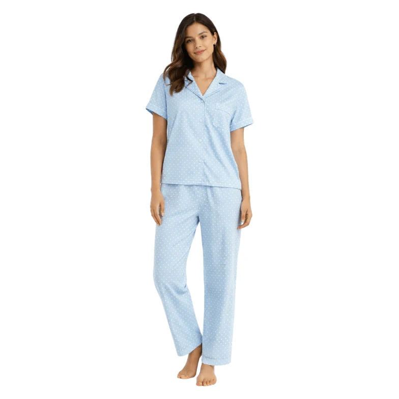 Taylor Notch Collar Button-Front Pajama Set - Image 2