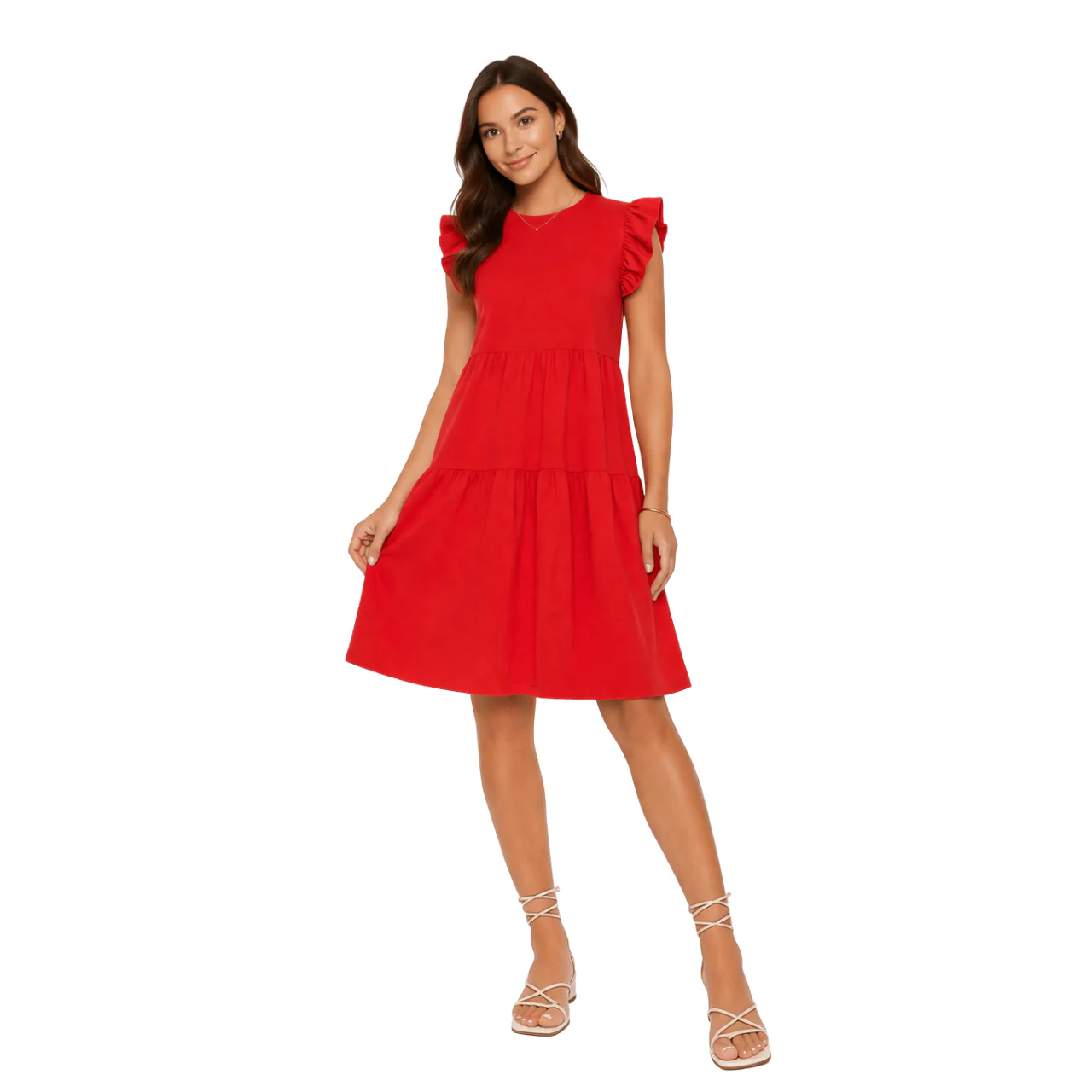 Tiered Ruffle Sleeve Dress