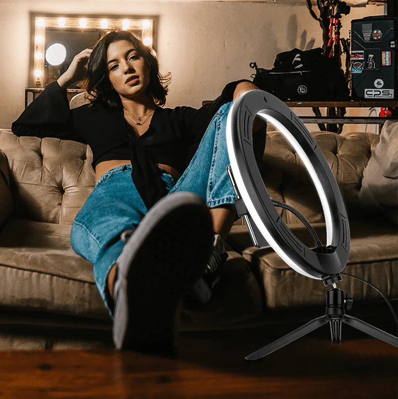Tiktok | 10" Selfie Ring Lignt With Tripod & 3 Cell Phone Holders - Image 9