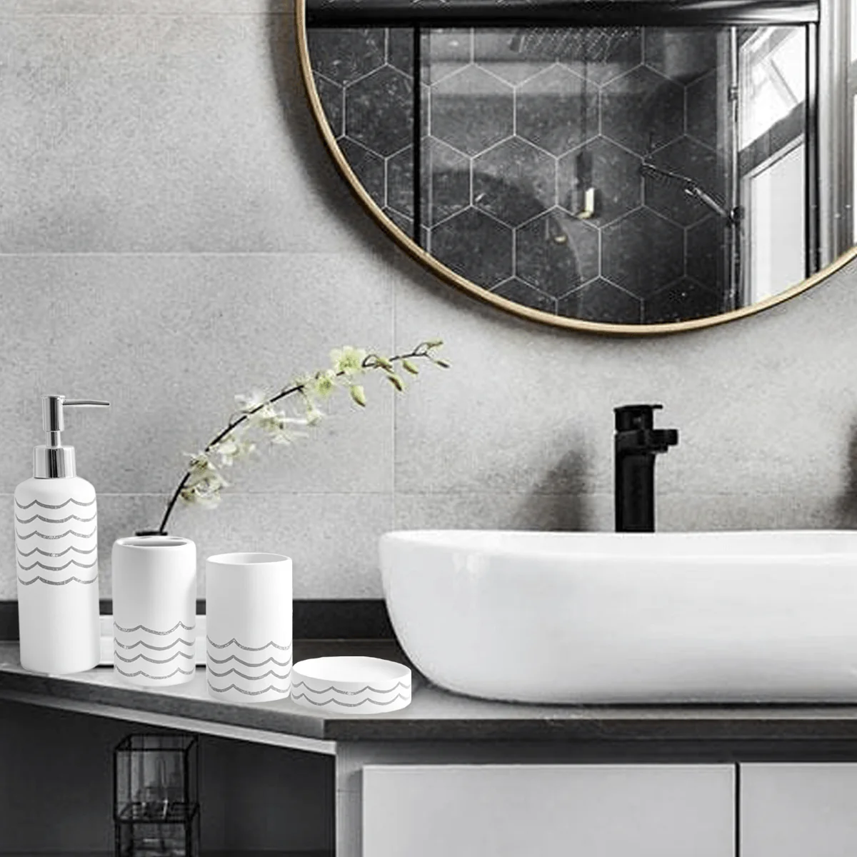 Wave 4 Pcs Ceramic Bath Sets