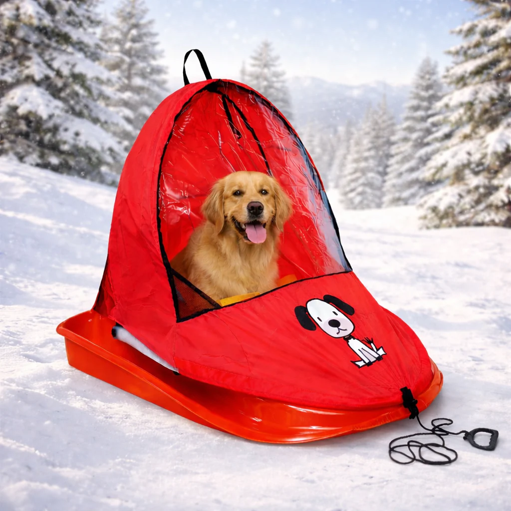 Weather Shield Puppy Snow Sled with Protective Cover