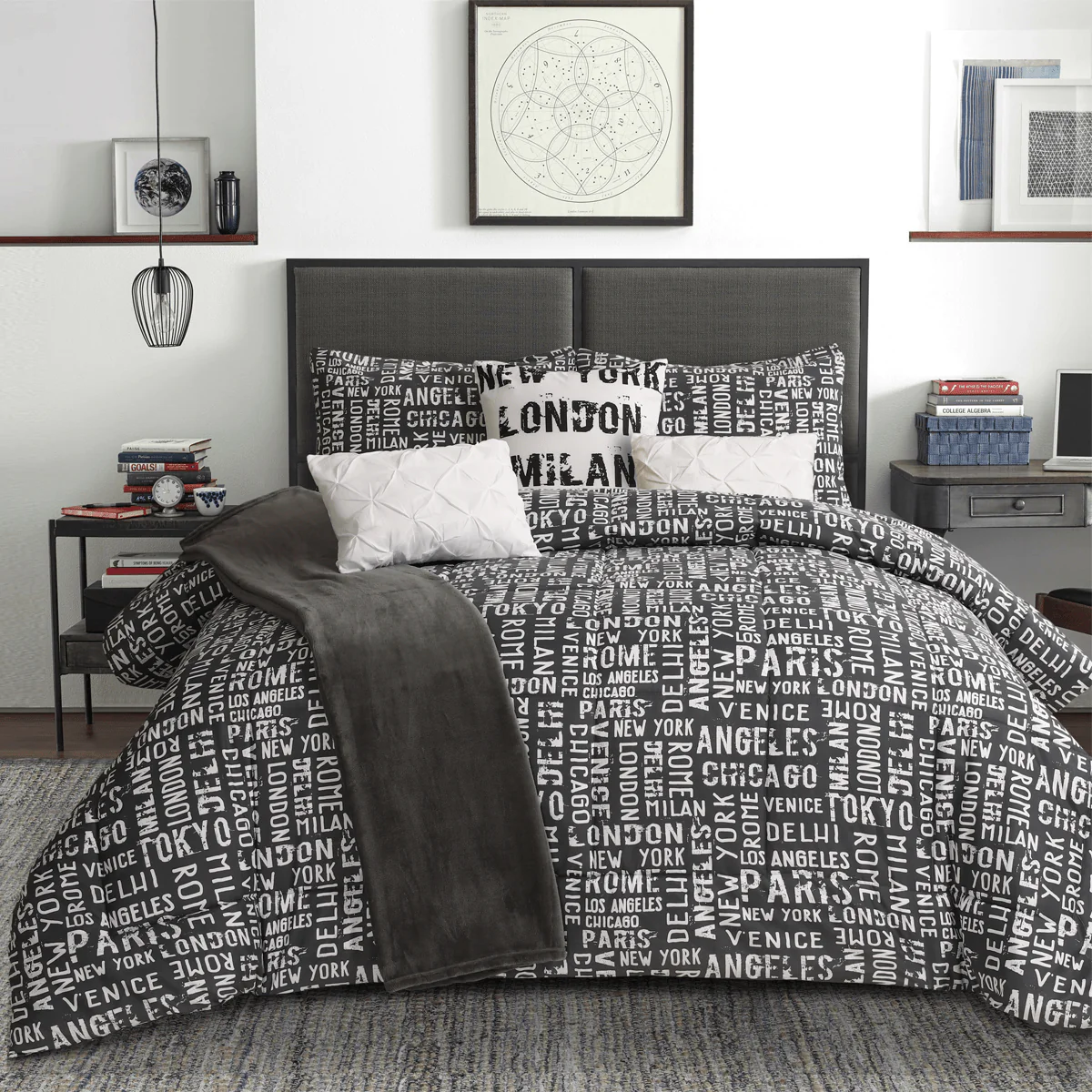 World - Comforter Set Charcoal - Image 2