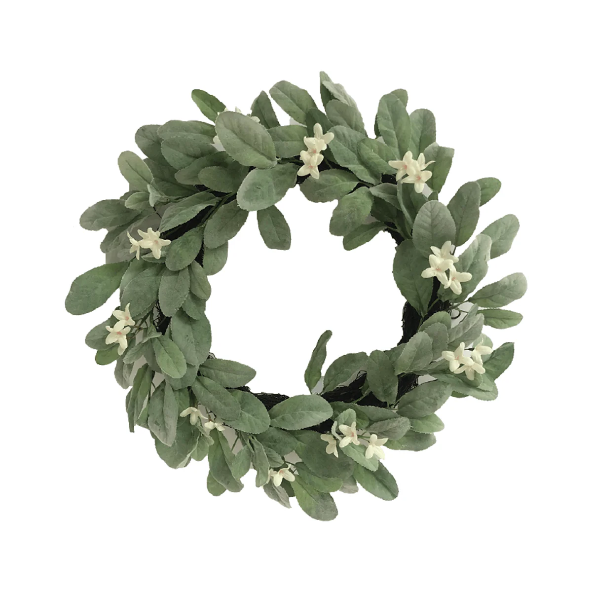 Wreath Green Leaf W/ White Flower 40.5